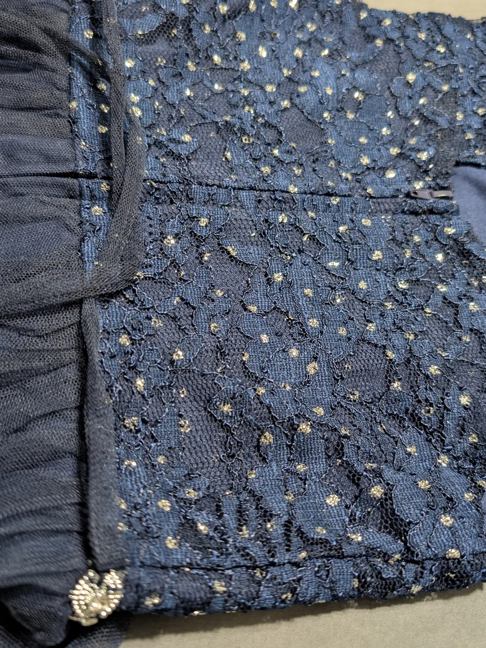 Speechless Kids Navy Lace Dress with Sparkle Accents